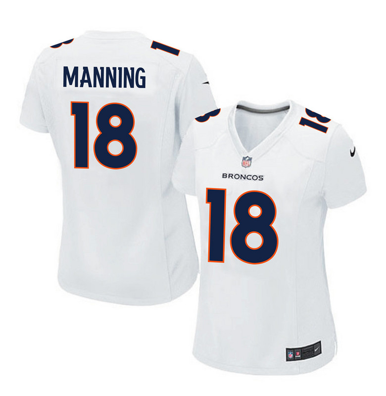 NFL Denver Broncos #18 Manning White Women Jersey