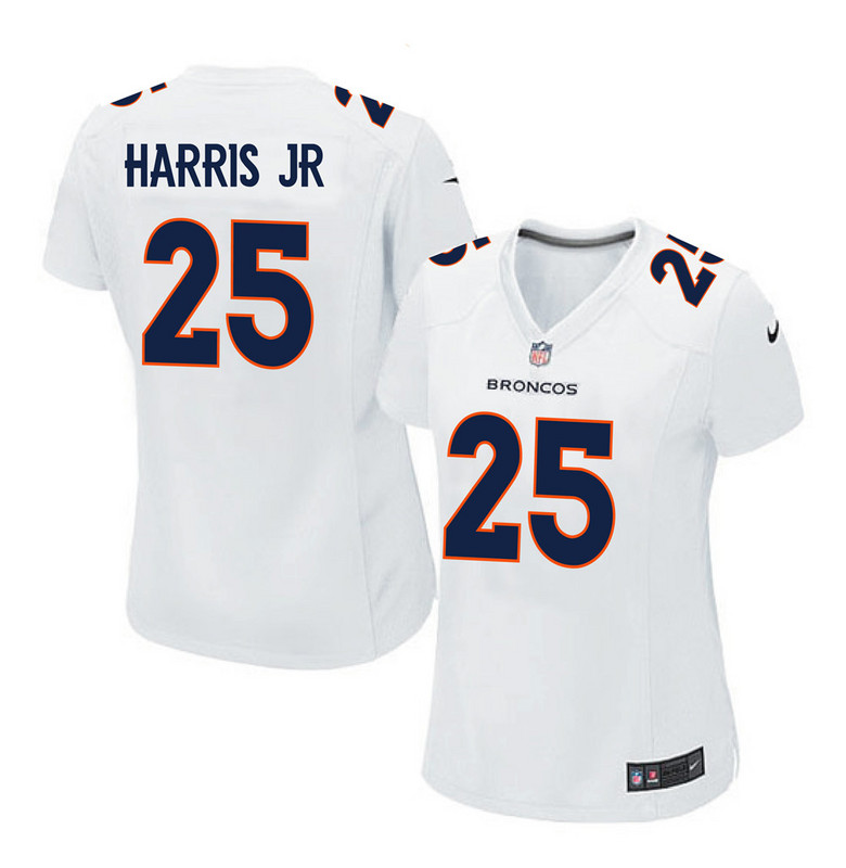 NFL Denver Broncos #25 Harris JR White Women Jersey