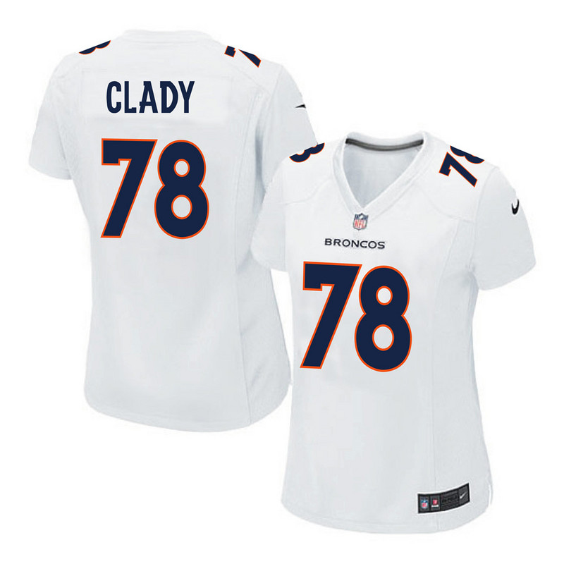 NFL Denver Broncos #78 Clady White Women Jersey