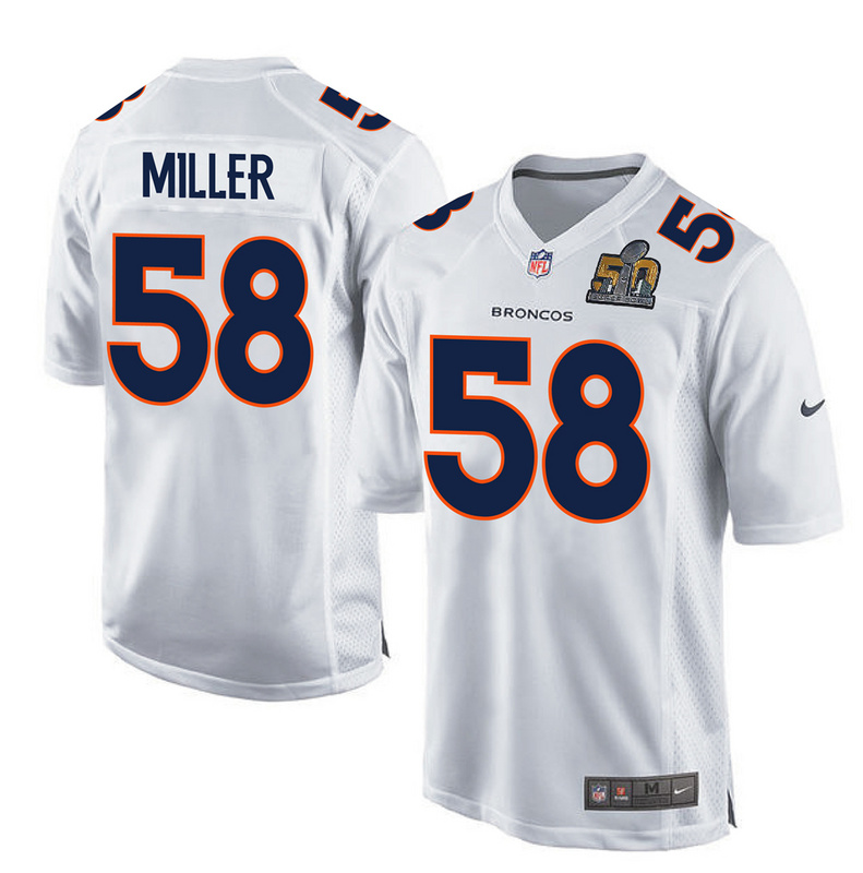 NFL Denver Broncos #58 Miller White Jersey with Superbowl Patch