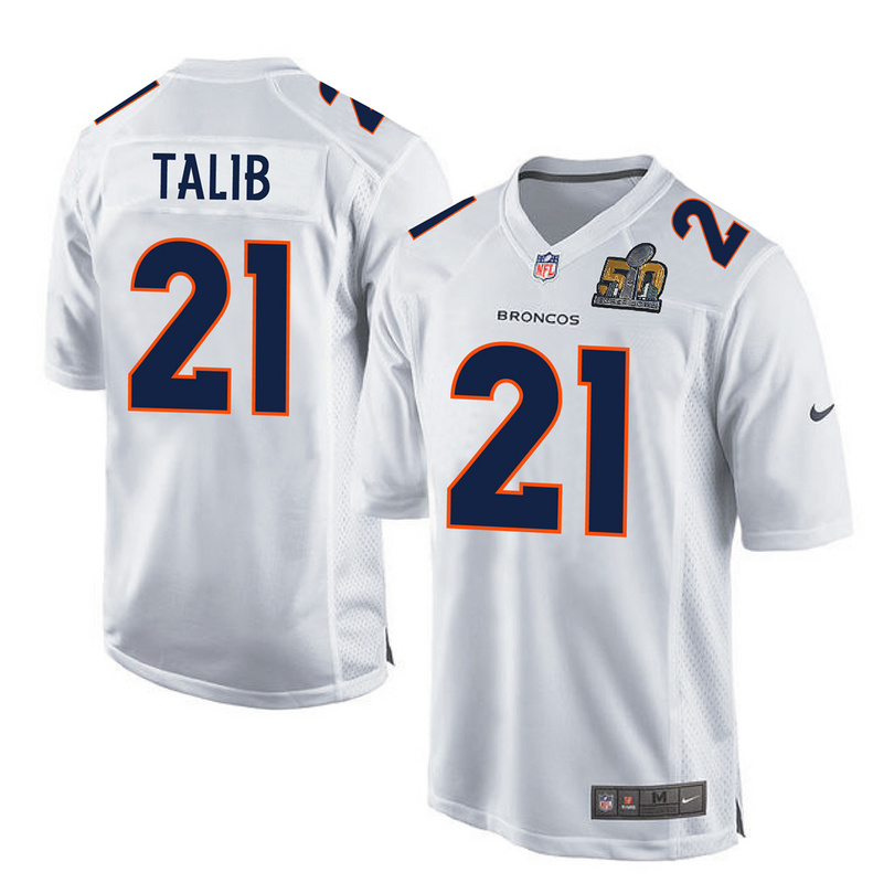 NFL Denver Broncos #21 Talib White Jersey with Superbowl Patch
