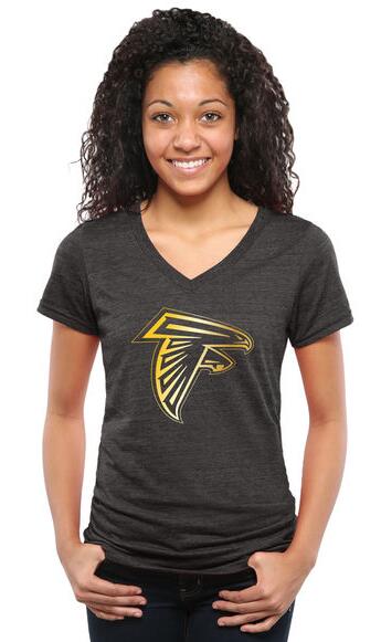 Womens Atlanta Falcons Pro Line Black Gold Collection V-Neck Tri-Blend T-Shirt