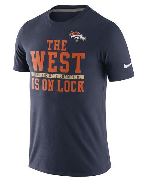 Mens 2015 AFC West Champions Denver Broncos Blue T-Shirt