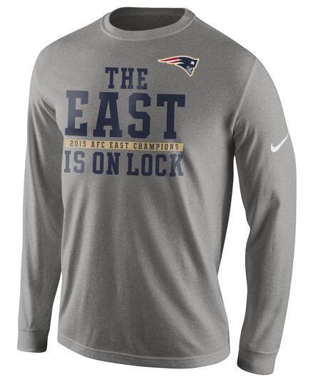 Mens 2015 AFC West Champions New England Patriots Grey T-Shirt