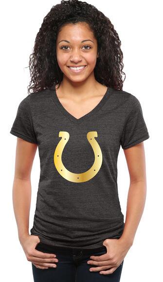 Womens Indianapolis Colts Pro Line Black Gold Collection V-Neck Tri-Blend T-Shirt