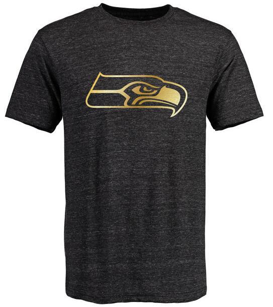 Mens Seattle Seahawks Pro Line Black Gold Collection Tri-Blend T-Shirt