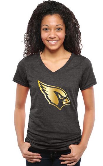 Womens Arizona Cardinals Pro Line Black Gold Collection V-Neck Tri-Blend T-Shirt
