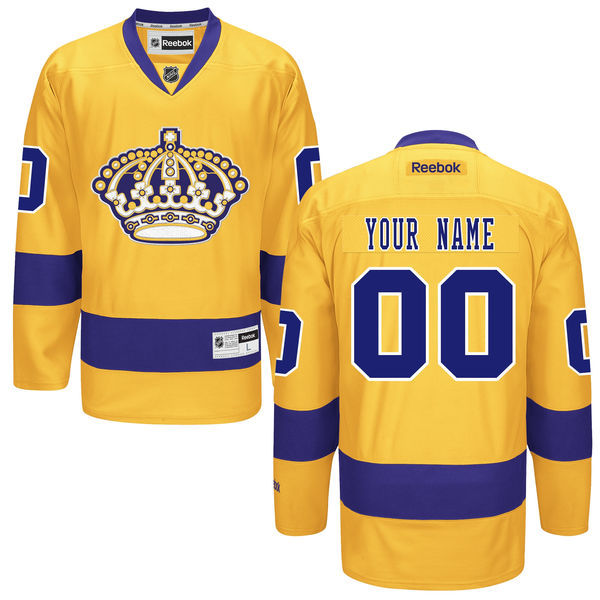 NHL Los Angeles Kings #00 Your Name Custom Yellow Jersey