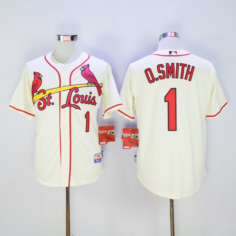 MLB St. Louis cardinals #1 Smith Cream Jersey
