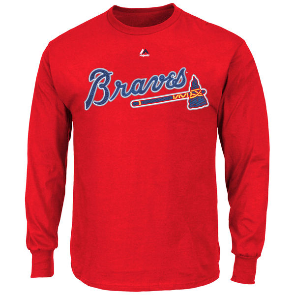 MLB Atlanta Braves Long-Sleeve Red Mens T-Shirt