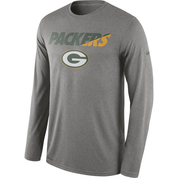 Green Bay Packers Nike Legend Staff Practice Long Sleeve Performance T-Shirt - Heather Gray 