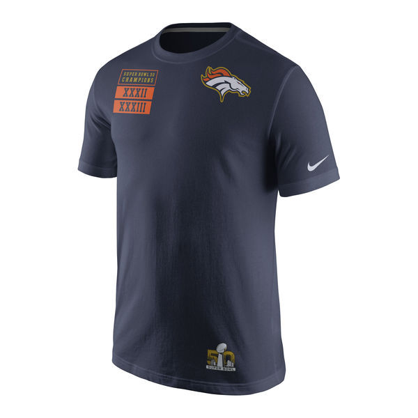 Denver Broncos Nike Super Bowl 50 Champions 3-Time Champs T-Shirt - Navy 