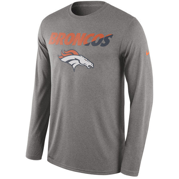 Denver Broncos Nike Legend Staff Practice Performance Long Sleeve T-Shirt - Heathered Gray 