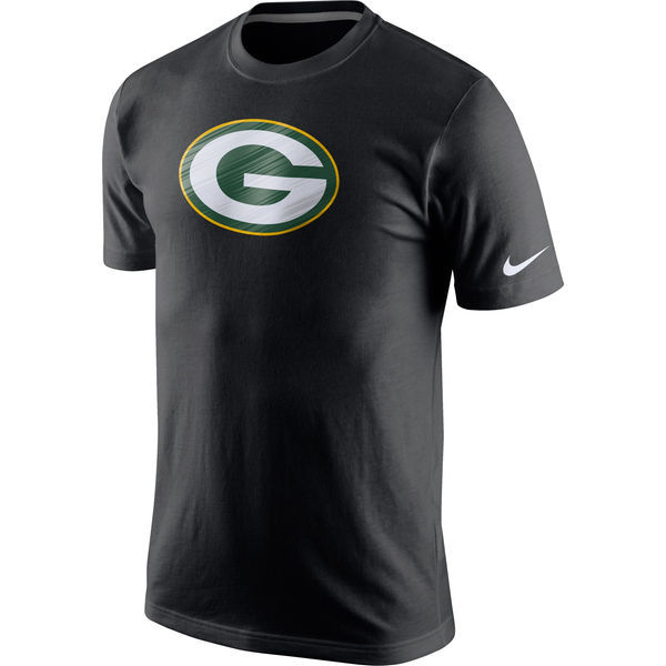 Nike Green Bay Packers Fast Logo T-Shirt - Black 