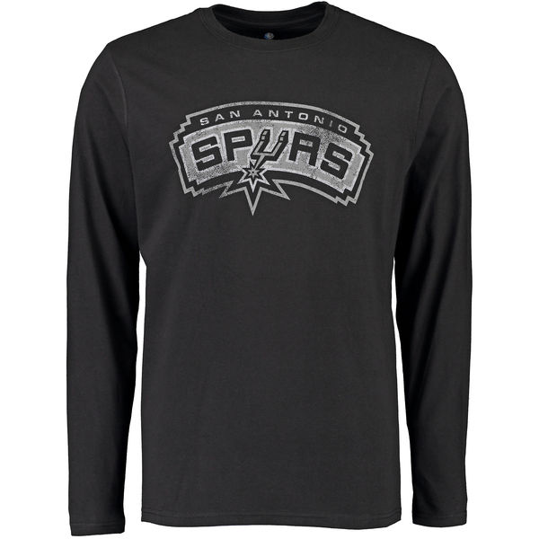 San Antonio Spurs Distressed Long Sleeve T-Shirt - Black