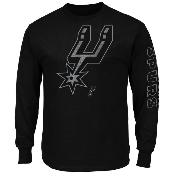 San Antonio Spurs Majestic Up and Over Long Sleeve T-Shirt - Black