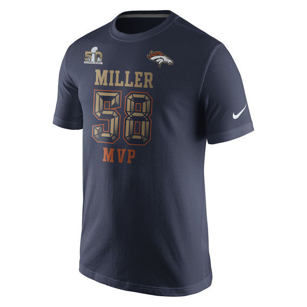 Von Miller Denver Broncos Nike Super Bowl 50 Champions Game MVP Name & Number T-Shirt - Navy 