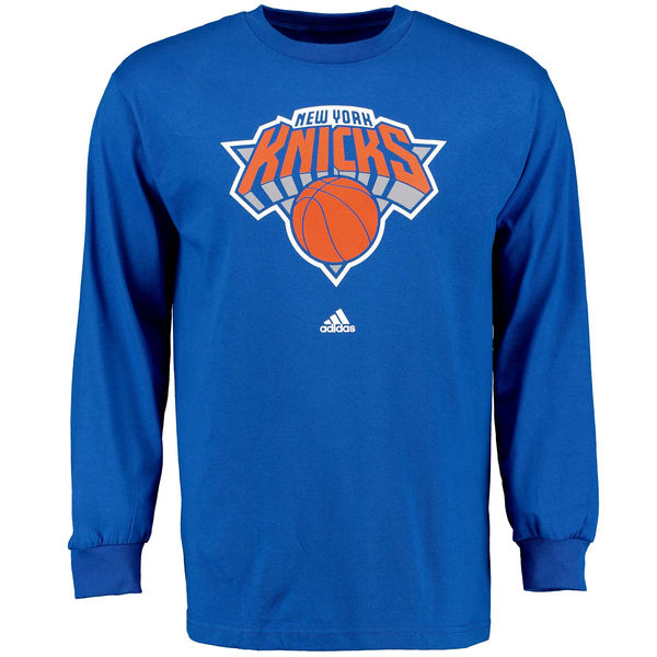 New York Knicks Royal Blue adidas Prime Logo Long Sleeve T-Shirt