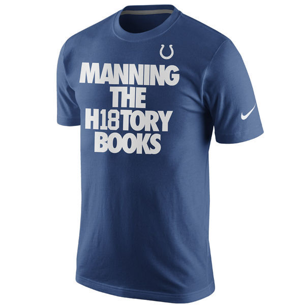 Peyton Manning Indianapolis Colts Nike History Books Name & Number T-Shirt - Royal 