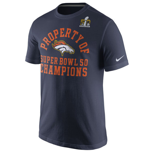 Denver Broncos Nike Celebration Property of Super Bowl 50 Champions T-Shirt - Navy 
