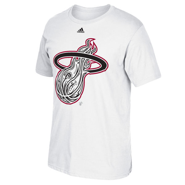 Miami Heat adidas Noches Enebea Mask T-Shirt - White