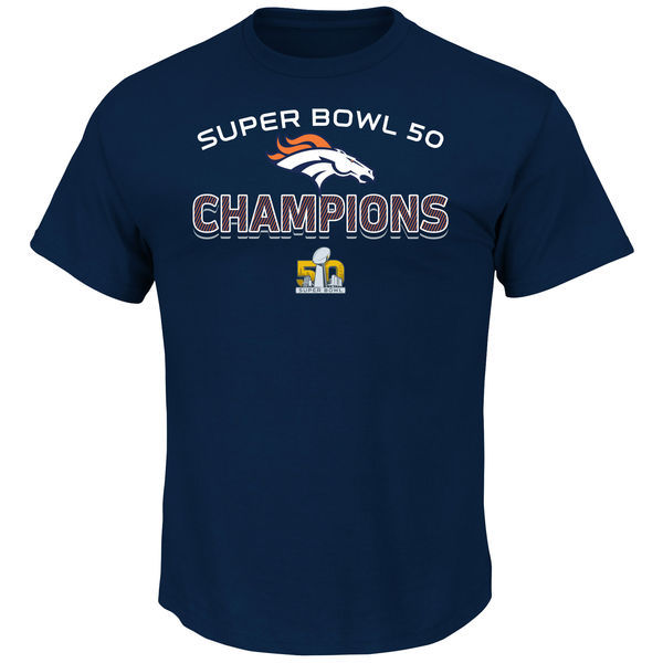 Denver Broncos Majestic Super Bowl 50 Champions Beyond Victory T-Shirt - Navy 
