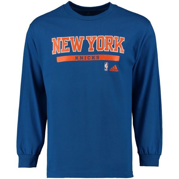 New York Knicks adidas Cut and Paste Long Sleeve T-Shirt - Blue