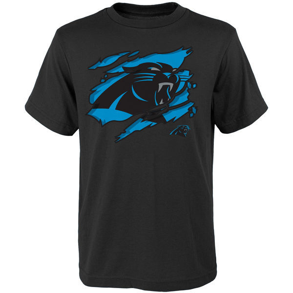 Carolina Panthers Youth Ripped Off T-Shirt - Black 