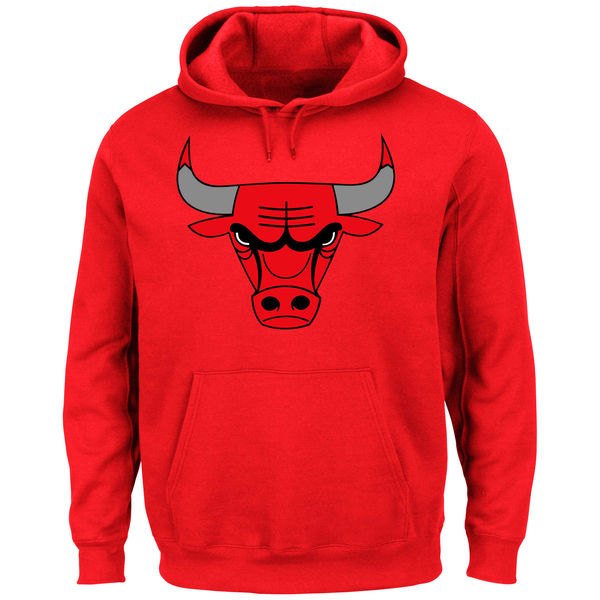 Chicago Bulls Majestic Current Logo Tech Patch Pullover Hoodie - Red