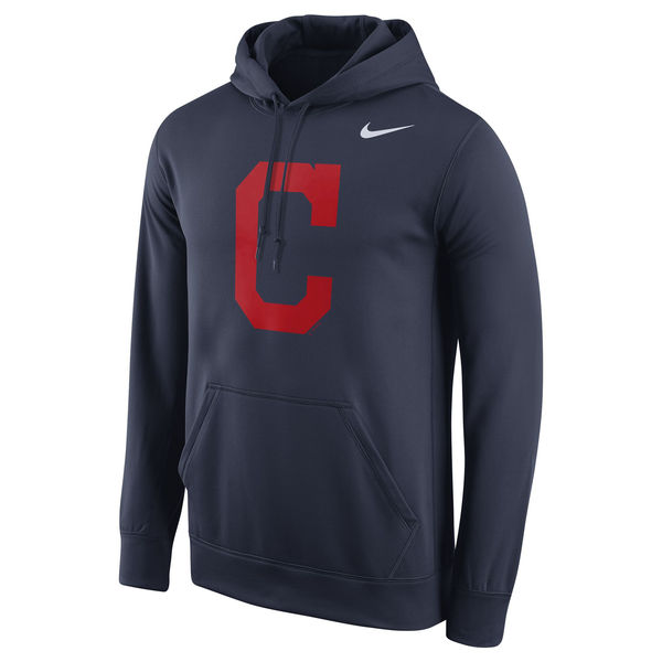 Cleveland Indians Nike Logo Performance Pullover Hoodie - Navy