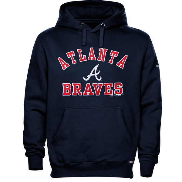 Atlanta Braves Stitches Fastball Fleece Pullover Hoodie  Navy Blue
