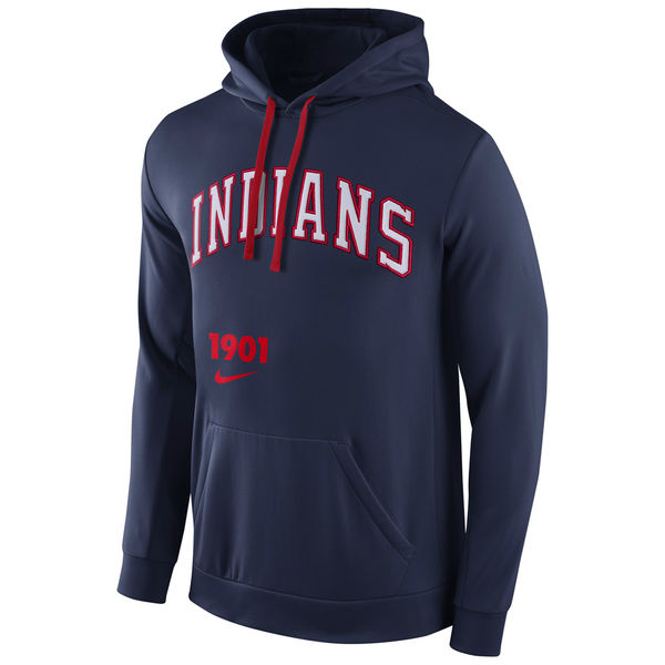 Cleveland Indians Nike Cooperstown Performance Pullover Hoodie - Navy Blue