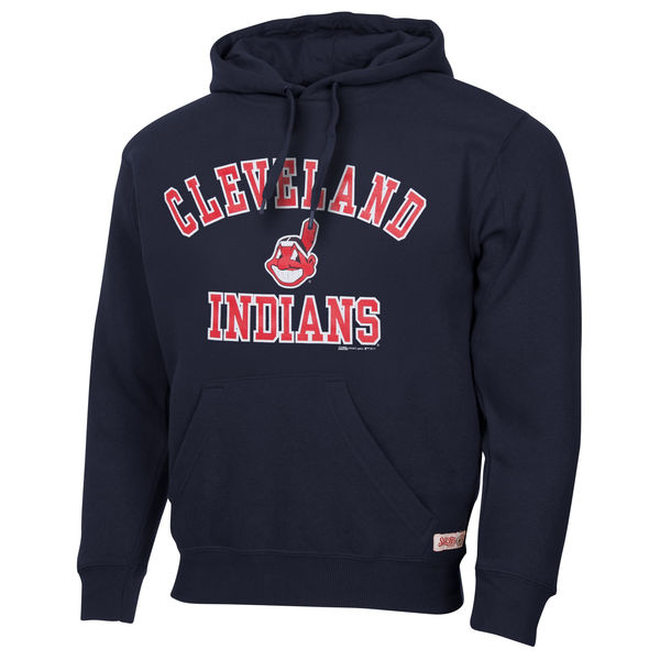Cleveland Indians Stitches Fastball Fleece Pullover Hoodie  Navy Blue