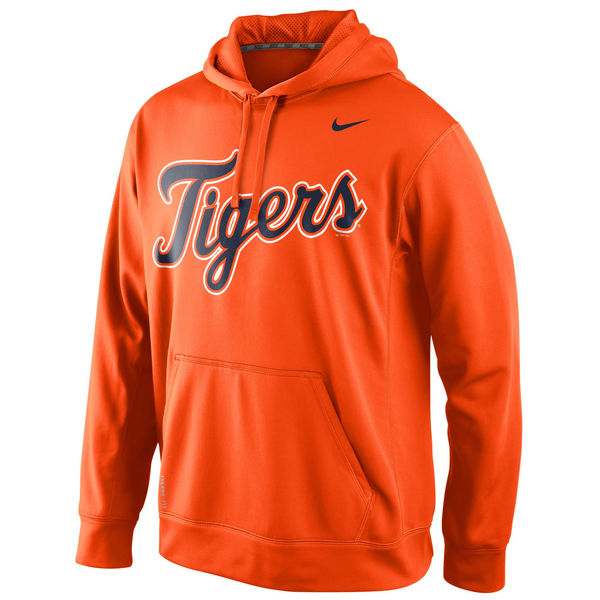 Detroit Tigers Nike Mens KO Wordmark Perfomance Hoodie - Orange