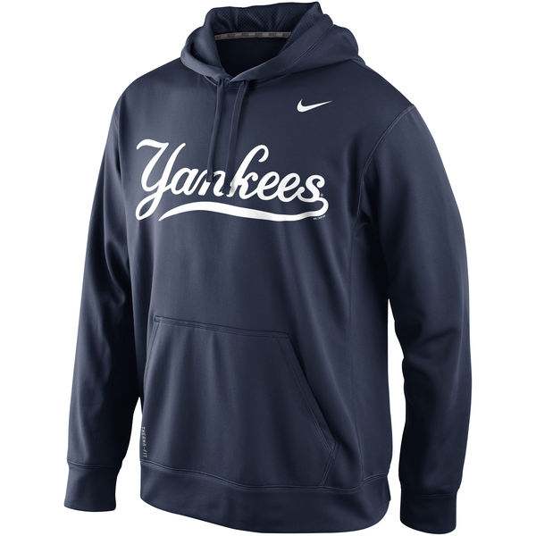 New York Yankees Nike Mens KO Wordmark Perfomance Hoodie - Navy