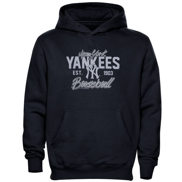 New York Yankees Script Baseball Pullover Hoodie  Navy Blue