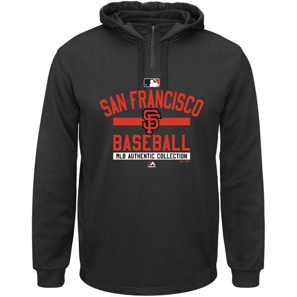 San Francisco Giants Majestic AC Team Property On-Field Solid Therma Base Hoodie - Black