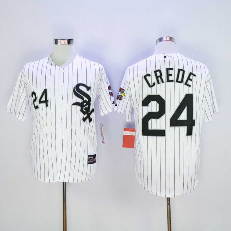 MLB Chicago White Sox #24 Crede White Jersey with the Patch