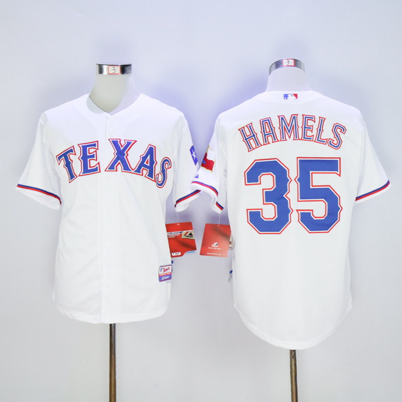 MLB Texas Rangers #35 Hamels White Jersey