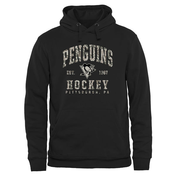 Mens Pittsburgh Penguins Black Camo Stack Pullover Hoodie