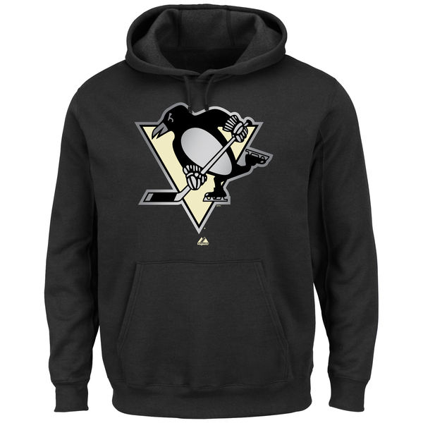 Majestic Pittsburgh Penguins Game Reflex Pullover Hoodie - Black