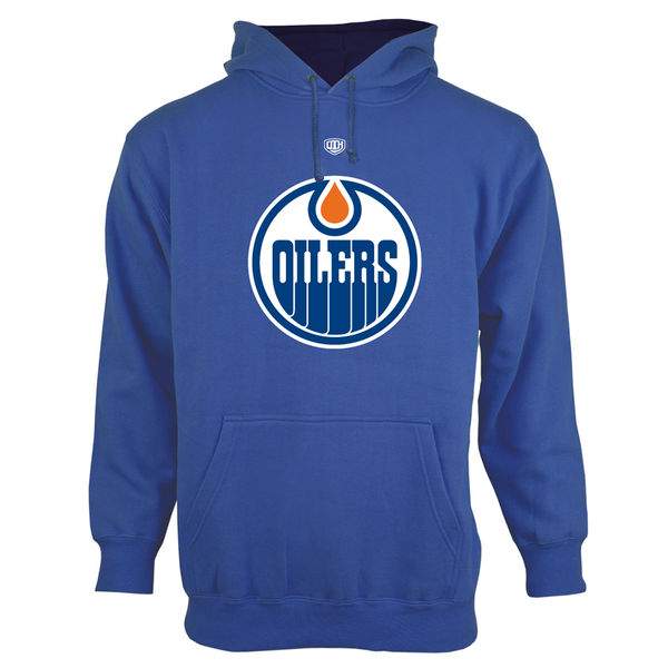 Edmonton Oilers Old Time Hockey Big Logo with Crest Pullover Hoodie  Royal Blue