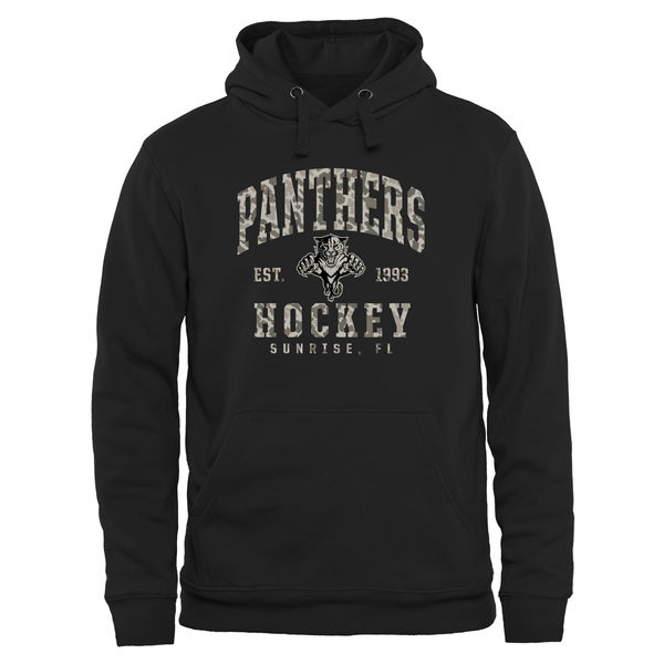 Mens Florida Panthers Black Camo Stack Pullover Hoodie
