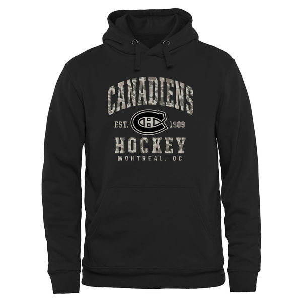 Mens Montreal Canadiens Black Camo Stack Pullover Hoodie