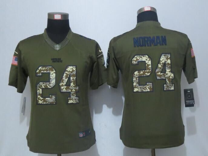 Women Nike Carolina Panthers #24 Norman Green Salute To Service Limited Jersey  
