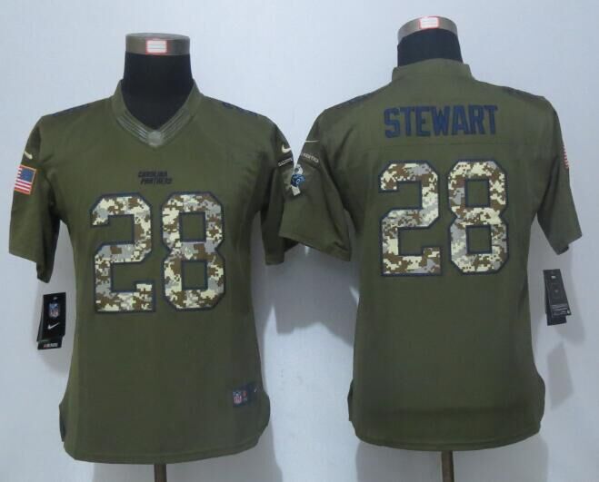 Women Nike Carolina Panthers #28 Stewart Green Salute To Service Limited Jersey  