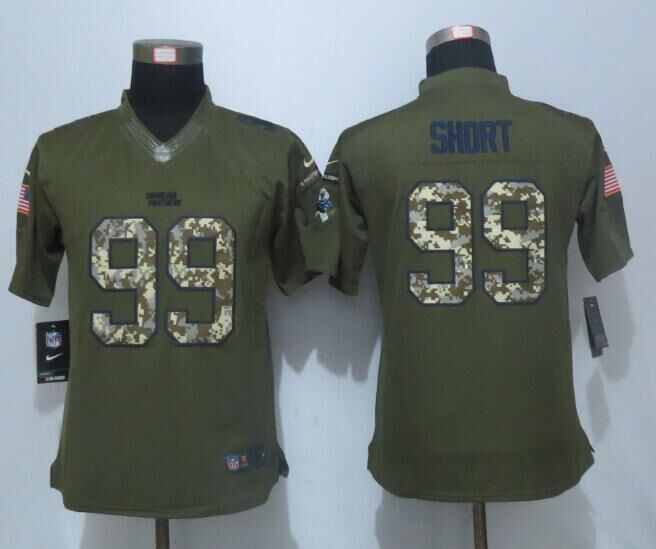 Women Nike Carolina Panthers #99 Short Green Salute To Service Limited Jersey  