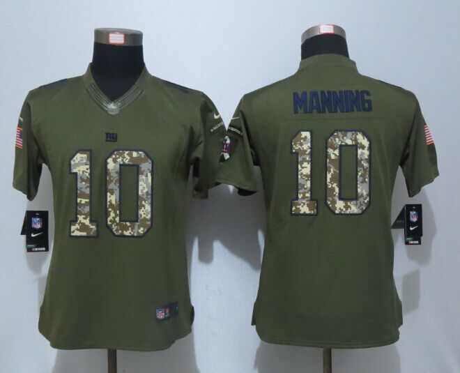 Women Nike York Giants 10 Manning Green Salute To Service Limited Jersey