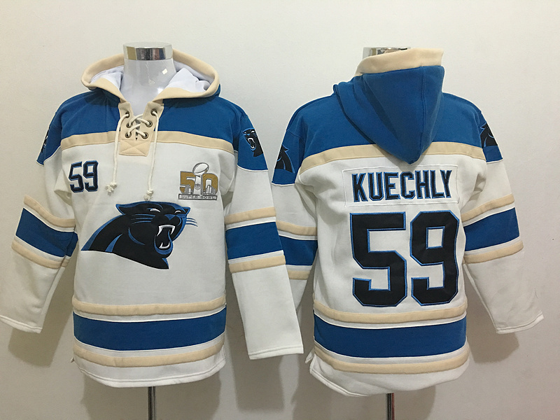 NFL Carolina Panthers #59 Kuechly White 50th Patch Hoodie