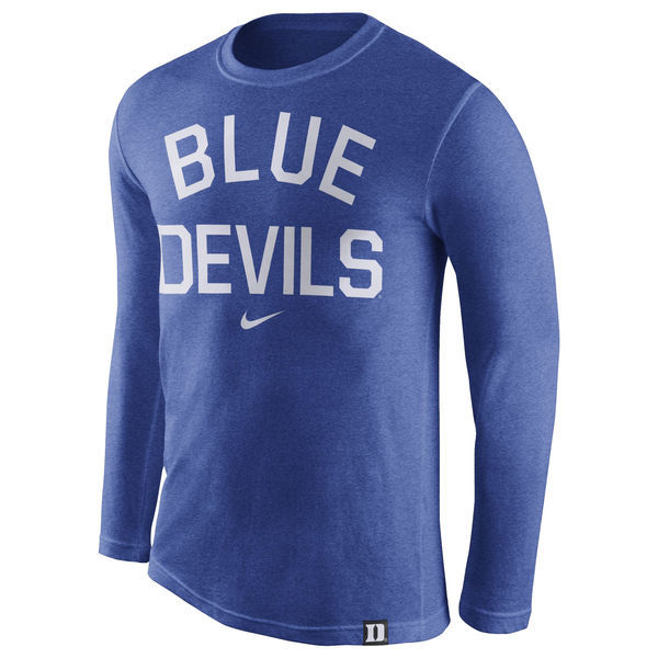 Duke Blue Devils Nike Conviction Long Sleeve Tri-Blend T-Shirt - Heather Royal 